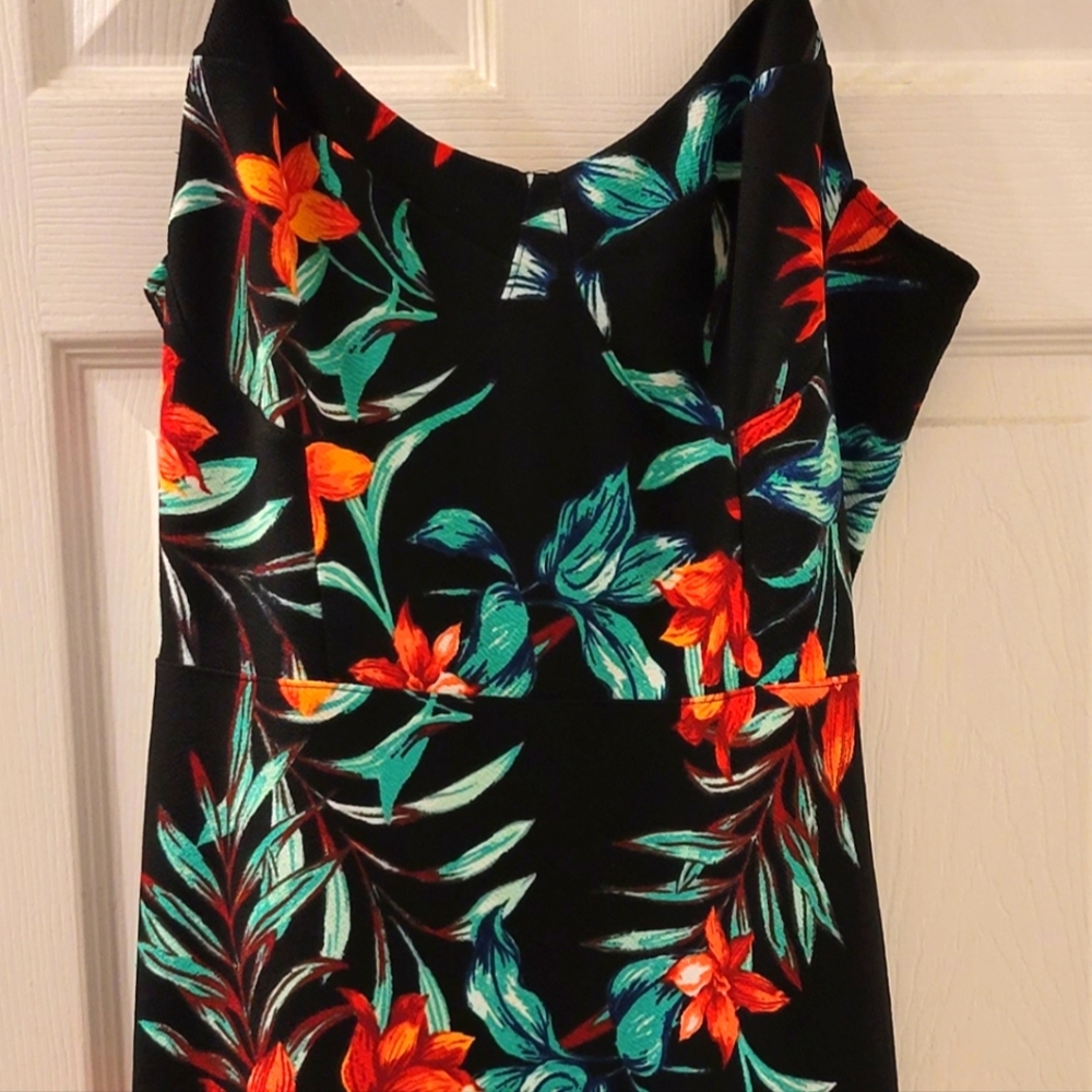 Women's stretch tropical midi dress